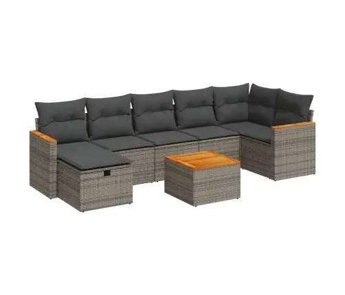 8-Daļīgs Dārza Dīvāna Komplekts Ar Matračiem, Pelēks Pe Pinums Vidaxl