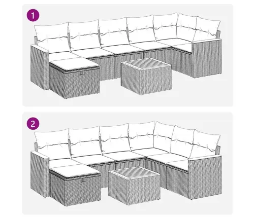 8-Daļīgs Dārza Dīvāna Komplekts Ar Matračiem, Pelēks Pe Pinums Vidaxl
