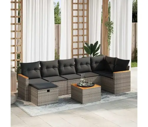 8-Daļīgs Dārza Dīvāna Komplekts Ar Matračiem, Pelēks Pe Pinums Vidaxl