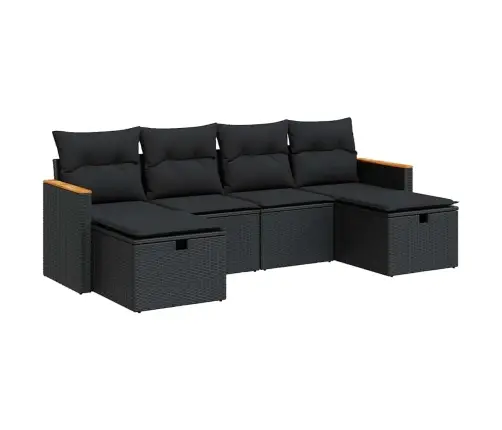 6-Daļīgs Dārza Dīvāna Komplekts, Matrači, Melna Pe Rotanpalma Vidaxl