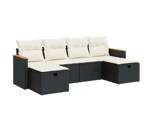 6-Daļīgs Dārza Dīvāna Komplekts, Matrači, Melna Pe Rotanpalma Vidaxl