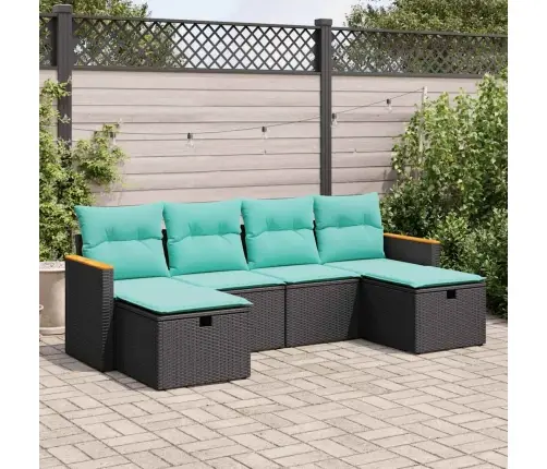 6-Osaline Aiadiivani Komplekt Patjadega, Must, Polürotang