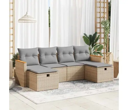 6-Osaline Aiadiivani Komplekt Patjadega, Beež, Polürotang