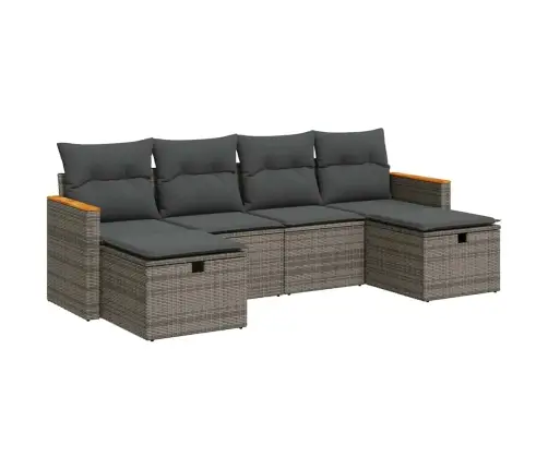 6-Daļīgs Dārza Dīvāna Komplekts Ar Matračiem, Pelēks Pe Pinums Vidaxl