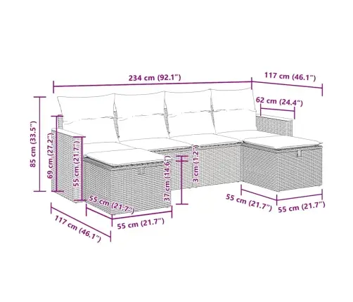 6-Daļīgs Dārza Dīvāna Komplekts Ar Matračiem, Pelēks Pe Pinums Vidaxl 6-Daļīgs Dārza Dīvāna Komplekts Ar Matračiem, Pelēks Pe Pinums Vidaxl