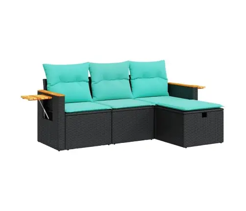 4-Osaline Aiadiivani Komplekt Patjadega, Must, Polürotang