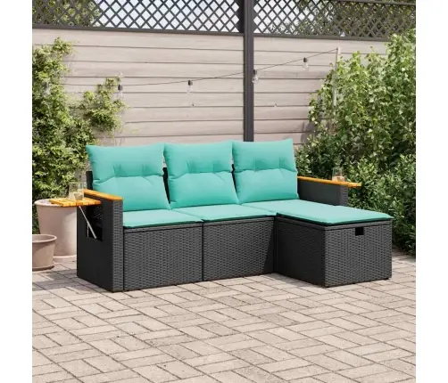 4-Osaline Aiadiivani Komplekt Patjadega, Must, Polürotang