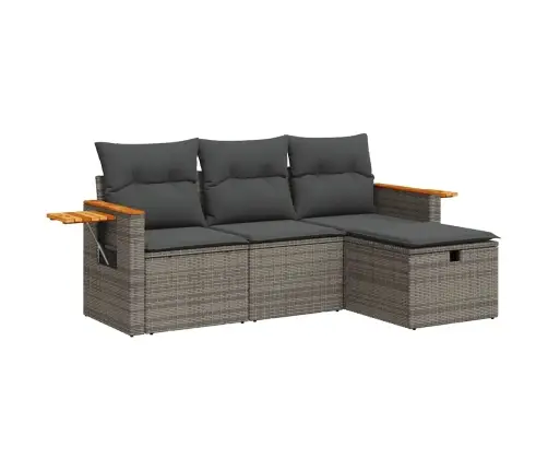 4-Daļīgs Dārza Dīvāna Komplekts Ar Matračiem, Pelēks Pe Pinums Vidaxl