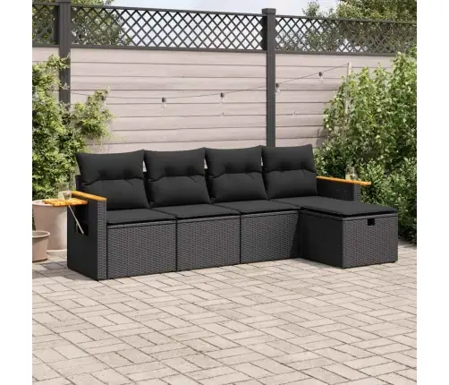 5-Osaline Aiadiivanikomplekt Patjadega, Must, Polürotang