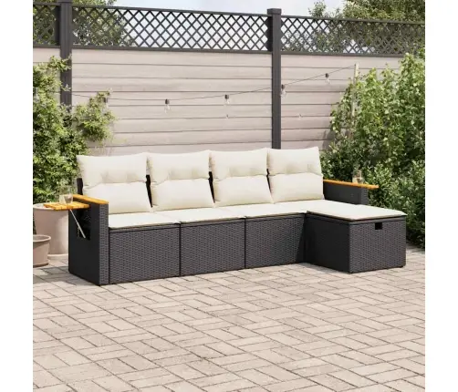 5-Daļīgs Dārza Dīvāna Komplekts Ar Matračiem, Pe Rotangpalma Vidaxl