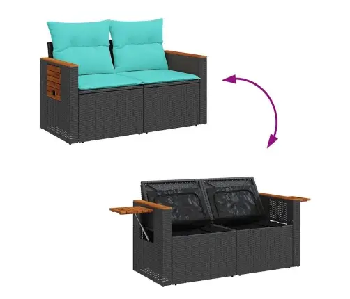 5-Daļīgs Dārza Dīvāna Komplekts Ar Matračiem, Pe Rotangpalma Vidaxl