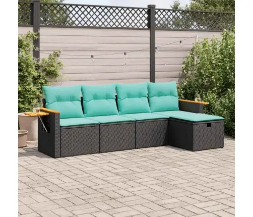 5-Daļīgs Dārza Dīvāna Komplekts Ar Matračiem, Pe Rotangpalma Vidaxl