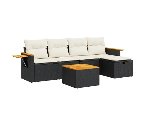 6-Daļīgs Dārza Dīvāna Komplekts, Matrači, Melna Pe Rotanpalma Vidaxl