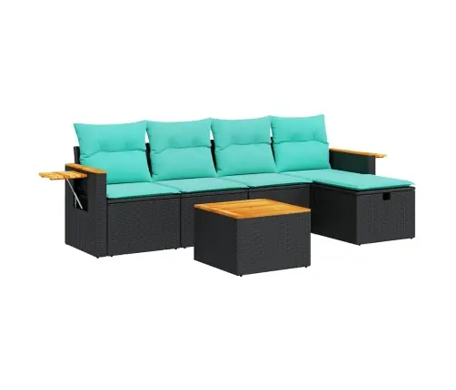 6-Daļīgs Dārza Dīvāna Komplekts, Matrači, Melna Pe Rotanpalma Vidaxl