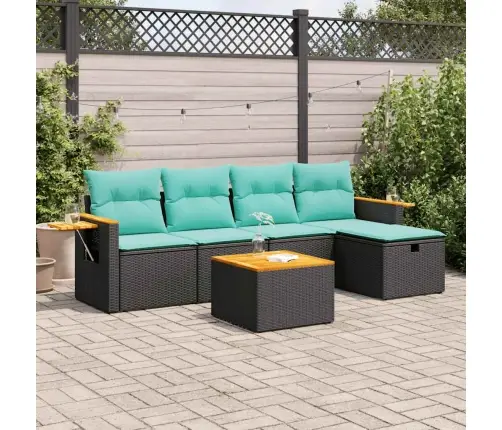 6-Daļīgs Dārza Dīvāna Komplekts, Matrači, Melna Pe Rotanpalma Vidaxl