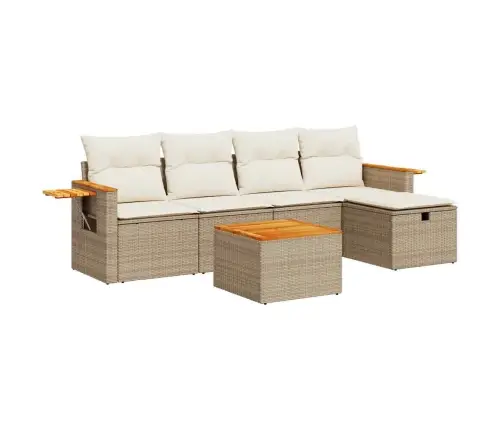 6-Daļīgs Dārza Dīvāna Komplekts, Matrači, Bēša Pe Rotangpalma Vidaxl 6-Daļīgs Dārza Dīvāna Komplekts, Matrači, Bēša Pe Rotangpalma Vidaxl