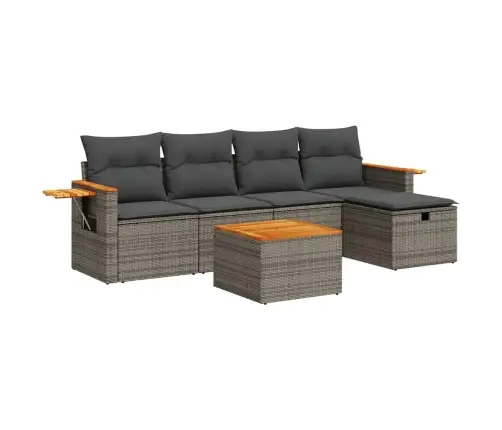 Sofos Komplektas Su Pagalvėlėmis, 6 Dalių, Pilkas, Poliratanas