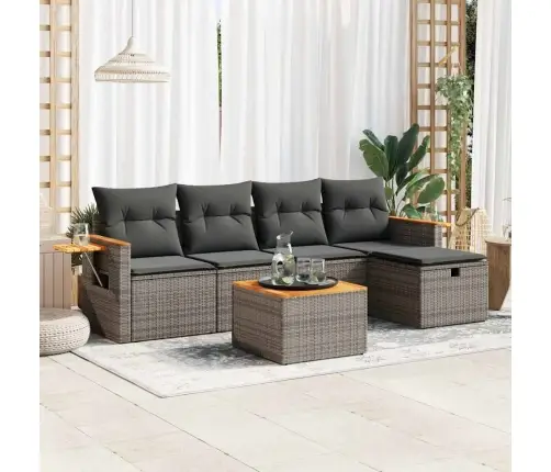 Sofos Komplektas Su Pagalvėlėmis, 6 Dalių, Pilkas, Poliratanas