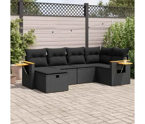 6-Daļīgs Dārza Dīvāna Komplekts, Matrači, Melna Pe Rotanpalma Vidaxl