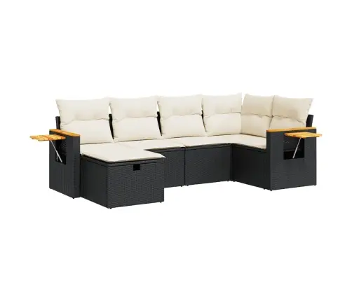 6-Daļīgs Dārza Dīvāna Komplekts, Matrači, Melna Pe Rotanpalma Vidaxl