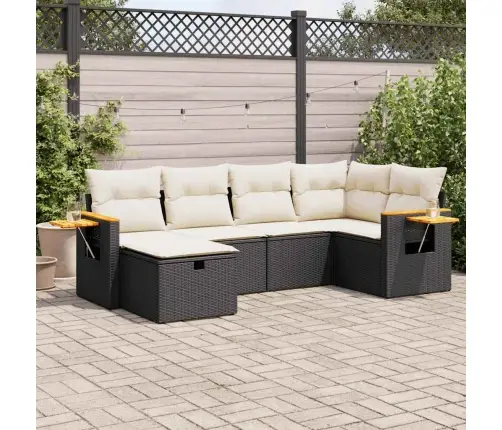 6-Daļīgs Dārza Dīvāna Komplekts, Matrači, Melna Pe Rotanpalma Vidaxl