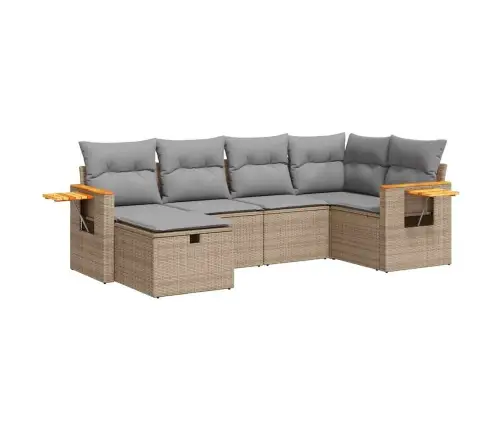 6-Daļīgs Dārza Dīvāna Komplekts, Matrači, Bēša Pe Rotangpalma Vidaxl