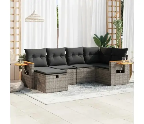 6-Daļīgs Dārza Dīvāna Komplekts Ar Matračiem, Pelēks Pe Pinums Vidaxl