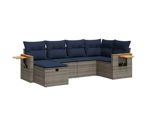 6-Daļīgs Dārza Dīvāna Komplekts Ar Matračiem, Pelēks Pe Pinums Vidaxl