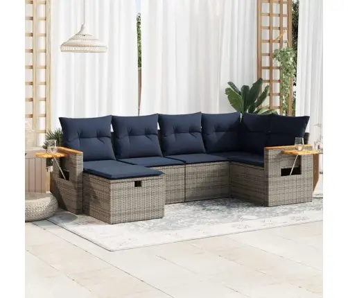 6-Daļīgs Dārza Dīvāna Komplekts Ar Matračiem, Pelēks Pe Pinums Vidaxl