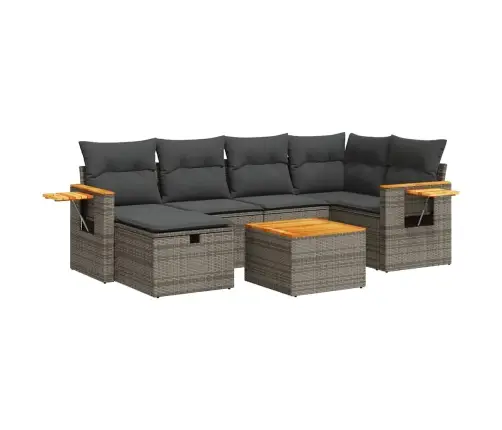 7-Daļīgs Dārza Dīvāna Komplekts, Matrači, Pelēka Pe Rotangpalma Vidaxl