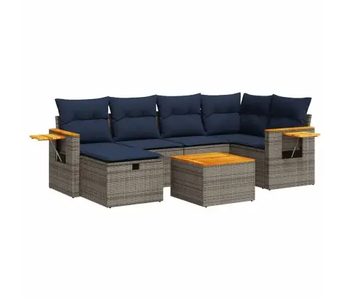 7-Daļīgs Dārza Dīvāna Komplekts, Matrači, Pelēka Pe Rotangpalma Vidaxl