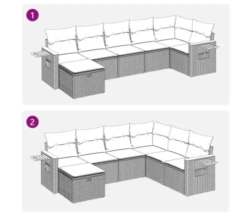 7-Osaline Aiadiivani Komplekt Patjadega, Hall, Polürotang