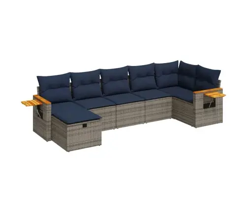 Sofos Komplektas Su Pagalvėlėmis, 7 Dalių, Pilkas, Poliratanas