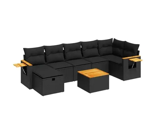 8-Daļīgs Dārza Dīvāna Komplekts, Matrači, Melna Pe Rotangpalma Vidaxl