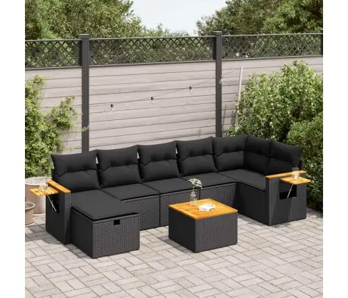 8-Daļīgs Dārza Dīvāna Komplekts, Matrači, Melna Pe Rotangpalma Vidaxl