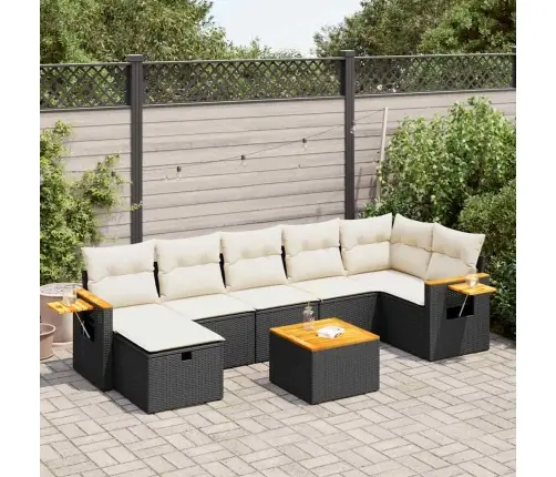 8-Daļīgs Dārza Dīvāna Komplekts, Matrači, Melna Pe Rotangpalma Vidaxl