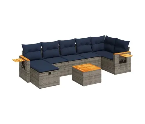 Sodo Komplektas Su Pagalvėlėmis, 8 Dalių, Pilkas, Poliratanas