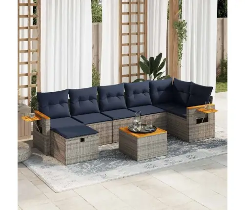 Sodo Komplektas Su Pagalvėlėmis, 8 Dalių, Pilkas, Poliratanas