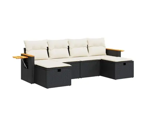 6-Daļīgs Dārza Dīvāna Komplekts, Matrači, Melna Pe Rotanpalma Vidaxl