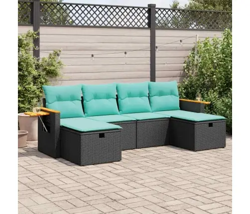 6-Osaline Aiadiivani Komplekt Patjadega, Must, Polürotang