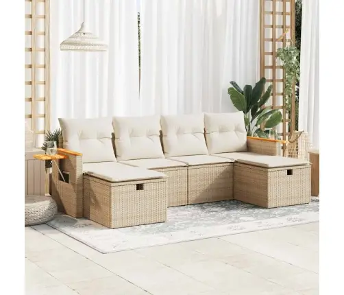 6-Osaline Aiadiivani Komplekt Patjadega, Beež, Polürotang