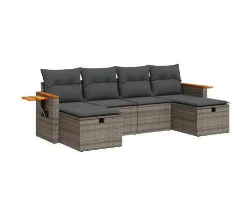 6-Daļīgs Dārza Dīvāna Komplekts Ar Matračiem, Pelēks Pe Pinums Vidaxl