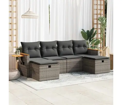 6-Daļīgs Dārza Dīvāna Komplekts Ar Matračiem, Pelēks Pe Pinums Vidaxl