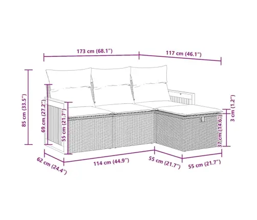 Sodo Komplektas Su Pagalvėlėmis, 4 Dalių, Juodas, Poliratanas