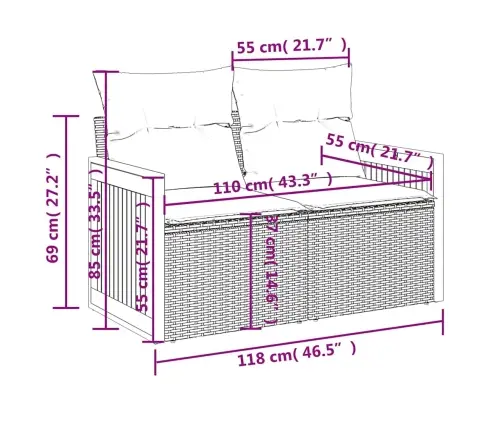 4-Osaline Aiadiivani Komplekt Patjadega, Must, Polürotang
