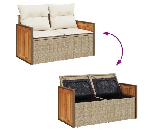 4-Daļīgs Dārza Dīvāna Komplekts, Matrači, Bēša Pe Rotangpalma Vidaxl