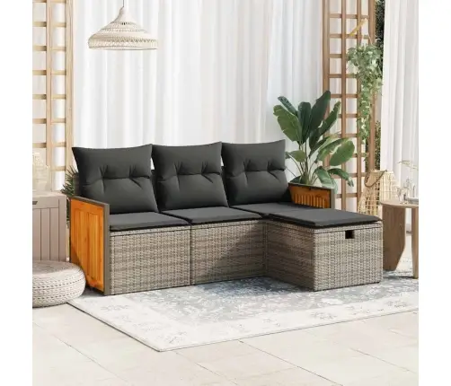 4-Osaline Aiamööbli Komplekt Patjadega, Hall, Polürotang