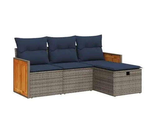 4-Daļīgs Dārza Dīvāna Komplekts Ar Matračiem, Pelēks Pe Pinums Vidaxl