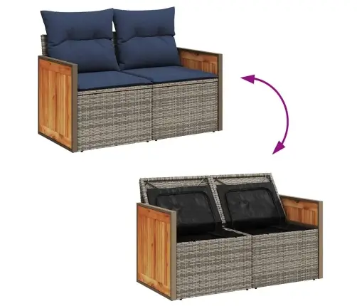 4-Daļīgs Dārza Dīvāna Komplekts Ar Matračiem, Pelēks Pe Pinums Vidaxl