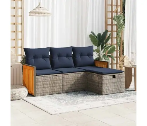 4-Daļīgs Dārza Dīvāna Komplekts Ar Matračiem, Pelēks Pe Pinums Vidaxl